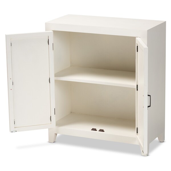 Baxton Studio Garcelle ModernWhite Finished Wood and Mirrored Glass 2-Door Sideboard - 194-11964-ZORO