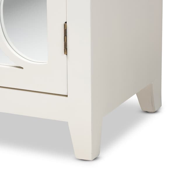 Baxton Studio Garcelle ModernWhite Finished Wood and Mirrored Glass 2-Door Sideboard - 194-11964-ZORO