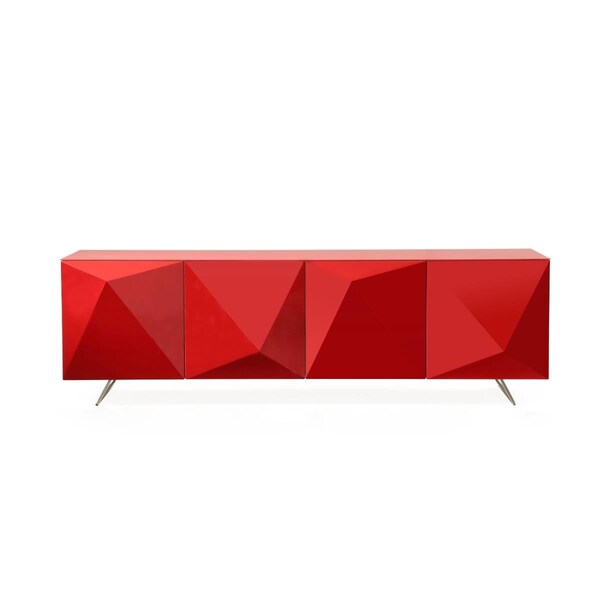 Whiteline Imports Whiteline  Samantha Buffet, High Gloss Red - 30 x 94 x 18 in. - SB1193-RED