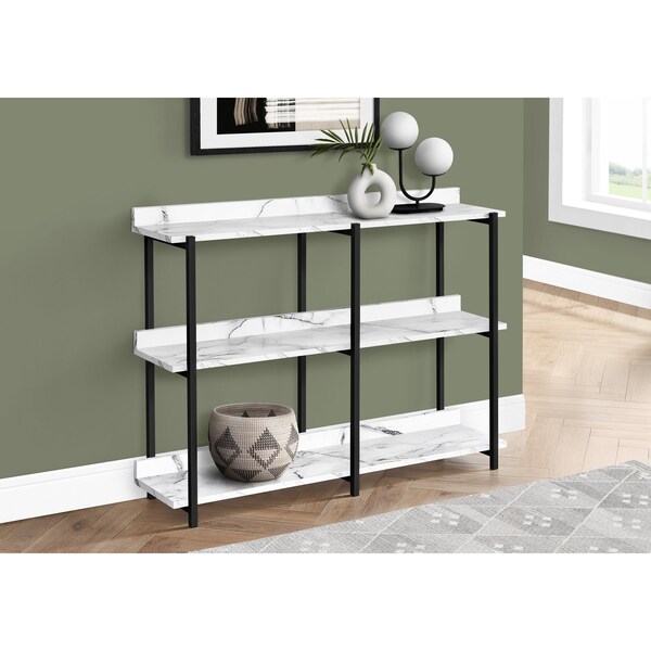 Monarch Specialties Accent Table, Console, Entryway, Narrow, Sofa, Living Room, Bedroom, Metal, Laminate, White, Black - I 2221