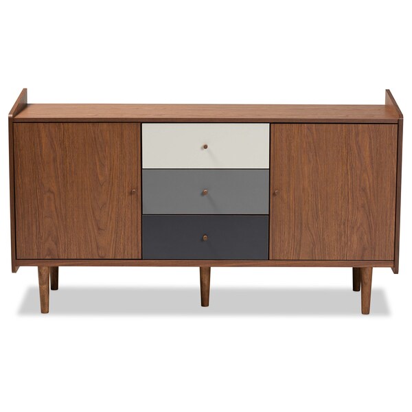 Baxton Studio Halden Mid-Century Walnut Brown and Grey Gradient Finished Wood 2-Door Dining Room Sideboard - 178-11022-ZORO