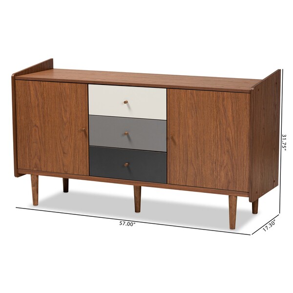 Baxton Studio Halden Mid-Century Walnut Brown and Grey Gradient Finished Wood 2-Door Dining Room Sideboard - 178-11022-ZORO