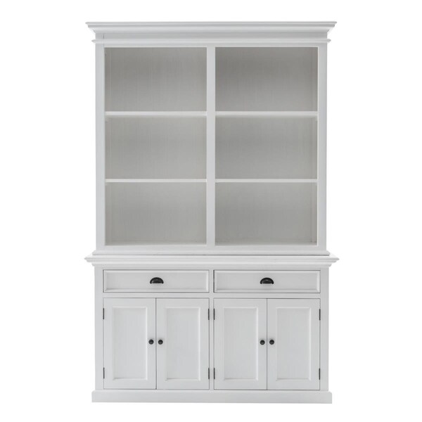 Homeroots 86.61 x 57.09 x 19.69 in. Classic White Buffet Hutch Unit with 6 Shelves - 397122
