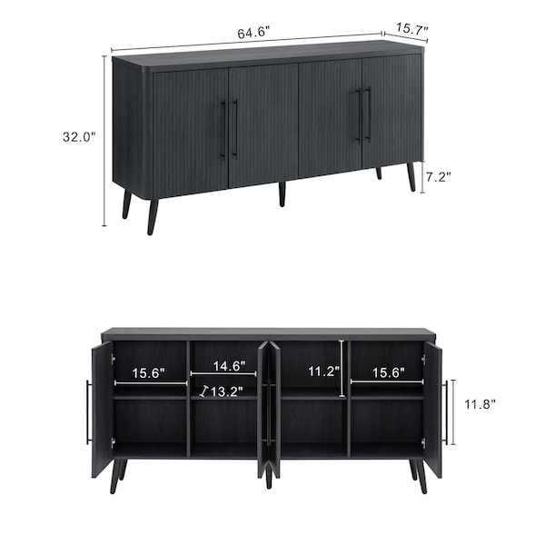 Manhattan Comfort Jodie Sideboard in Charcoal Grey - SB001-GY