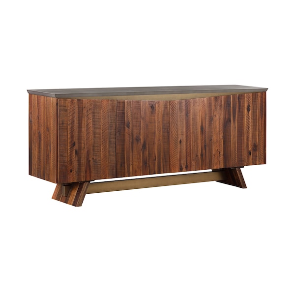 Armen Living Picadilly 4 Door Sideboard Buffet in Acacia Wood and Concrete - LCPJBUCC