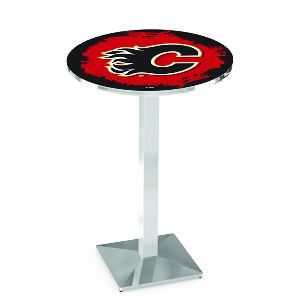 Holland Bar Stool Co 36" Chrome Calgary Flames Pub Table - L217C3628CALFLA