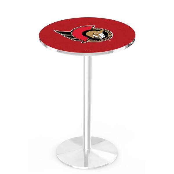 Holland Bar Stool Co 36" Chrome Ottawa Senators Pub Table, 36" dia. Top - L214C3636OTTSEN