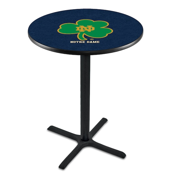 Holland Bar Stool Co 42" Blk Wrinkle Notre Dame Shamrock Pub Table, 36" dia. Top - L211B4236ND-SHM