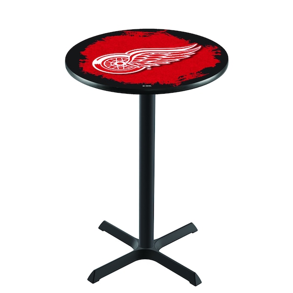 Holland Bar Stool Co 36" Blk Wrinkle Detroit Red Wings Pub Table - L211B3628DETRED