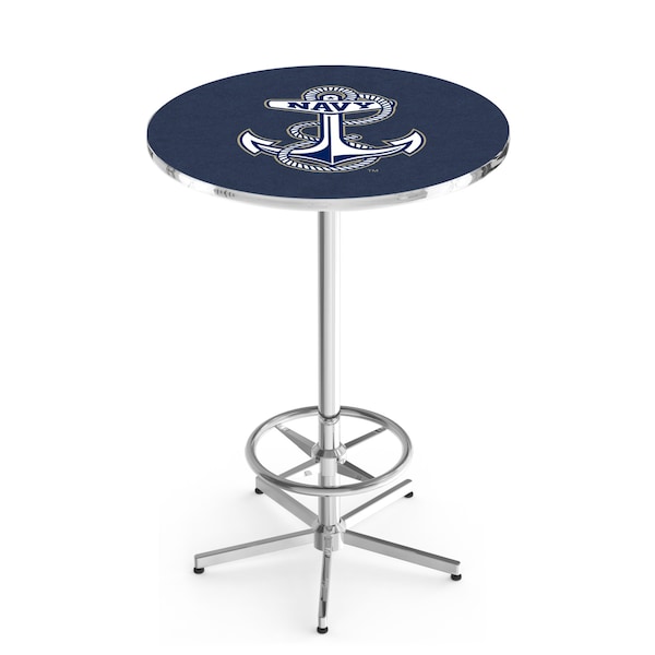 Holland Bar Stool Co 42" Chrome US Naval Academy NAVY Pub Table - L216C4228USNAVA