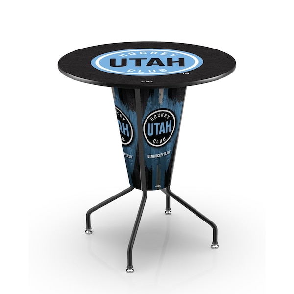 Holland Bar Stool Co Utah Hockey Club 42in Tall - 36in Indoor Logo Top Lighted Pub Table with Black Wrinkle Finish - L218