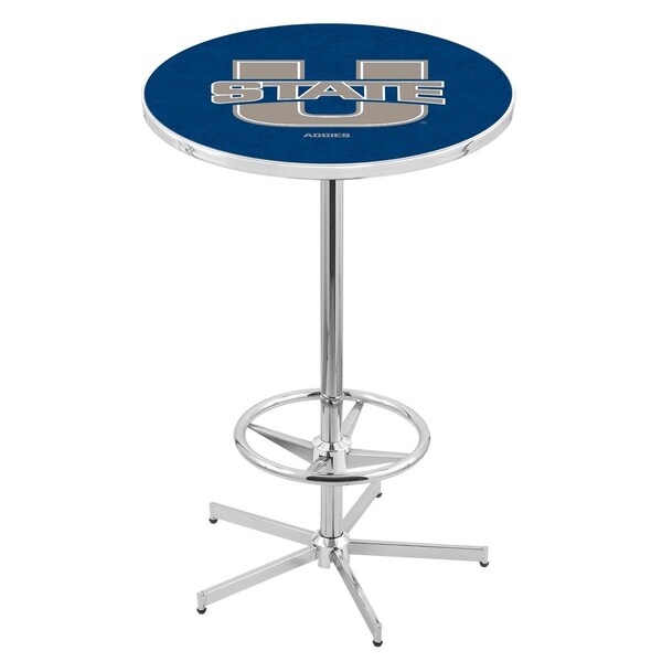 Holland Bar Stool Co 42" Chrome Utah State Pub Table, 36" dia. Top - L216C4236UTAHST