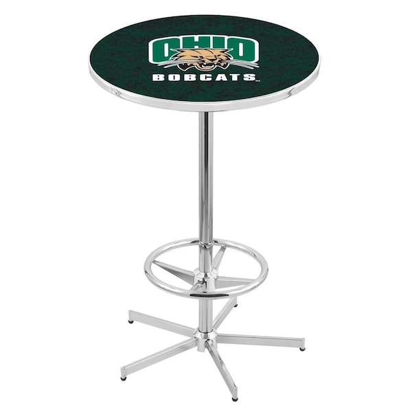 Holland Bar Stool Co 42" Chrome Ohio University Pub Table, 36" dia. Top - L216C4236UNIVOH