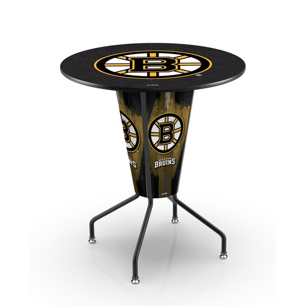 Holland Bar Stool Co Lighted 42" Black Boston Bruins Pub Table - L218B42BOSBRU36RBOSBRU