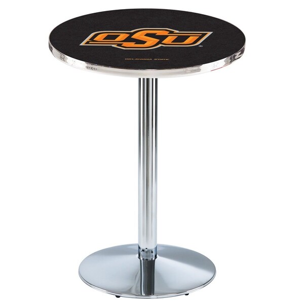 Holland Bar Stool Co 36" Chrome Oklahoma State Pub Table, 36" dia. Top - L214C3636OKSTUN