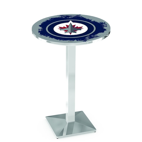 Holland Bar Stool Co 36" Chrome Winnipeg Jets Pub Table - L217C3628WINJET