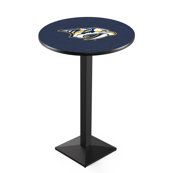 Holland Bar Stool Co 42" Blk Wrinkle Nashville Predators Pub Table, 36" dia. Top - L217B4236NSHPRE