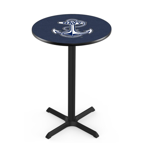 Holland Bar Stool Co 36" Blk Wrinkle US Naval Academy NAVY Pub Table - L211B3628USNAVA
