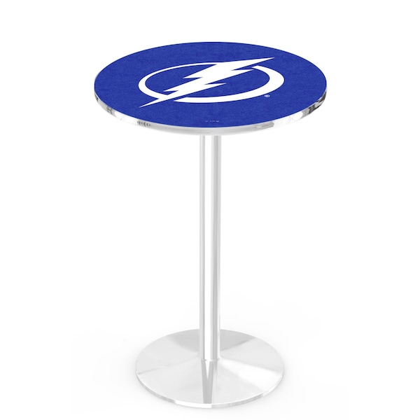 Holland Bar Stool Co 42" Chrome Tampa Bay Lightning Pub Table, 36" dia. Top - L214C4236TBLGHT