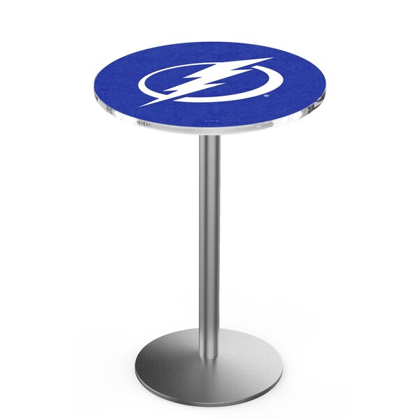 Holland Bar Stool Co 42" Stainless Steel Tampa Bay Lightning Pub Table, 36" dia. Top - L214S4236TBLGHT