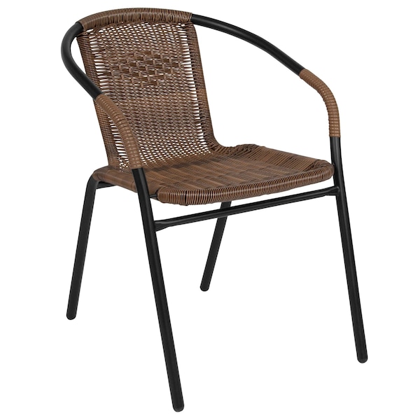 Flash Furniture Round Table Set, 28.75 W, 28.75 L, 28 H, Aluminum, Glass, Metal, Plastic, Rattan, Clear - TLH-087RD-037BN2-GG