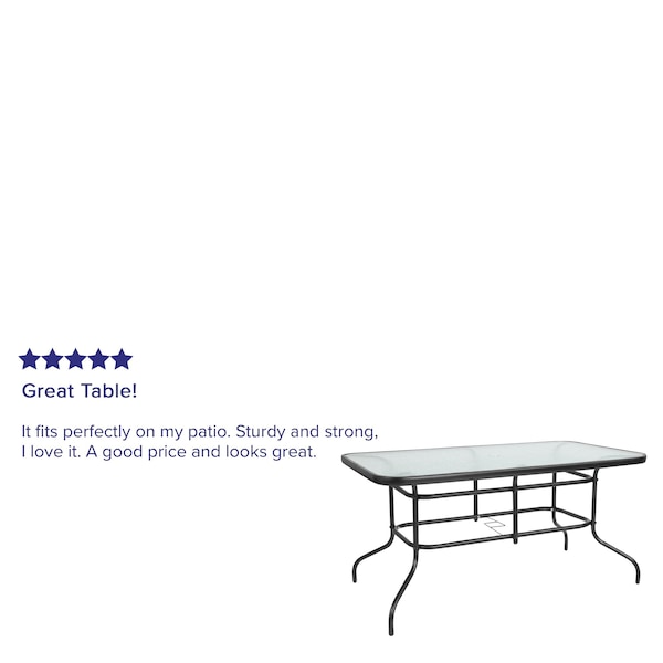 Flash Furniture Rectangle Table, Rctnglr, Tmprd Glss Metal, 31.5"x55", 31.5 W, 55 L, 27.5 H, Glass, Plastic, Steel - TLH-089-GG