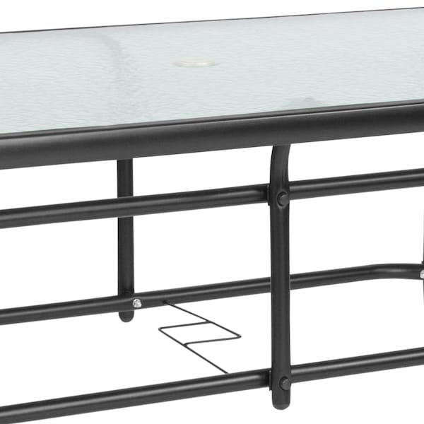 Flash Furniture Rectangle Table, Rctnglr, Tmprd Glss Metal, 31.5"x55", 31.5 W, 55 L, 27.5 H, Glass, Plastic, Steel - TLH-089-GG