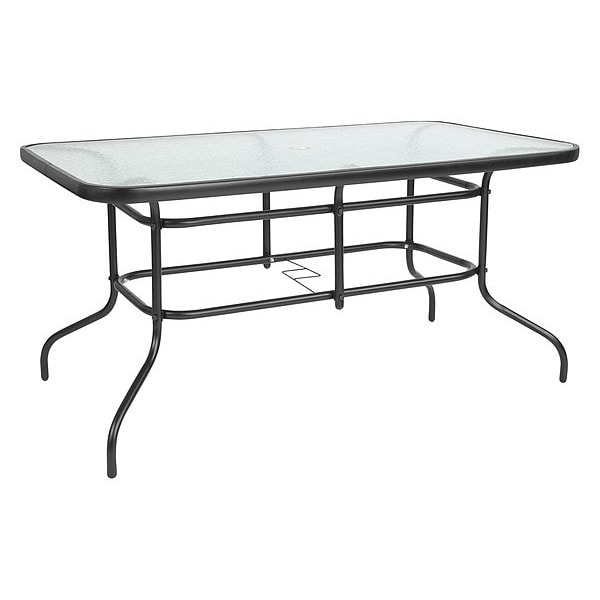 Flash Furniture Rectangle Table, Rctnglr, Tmprd Glss Metal, 31.5"x55", 31.5 W, 55 L, 27.5 H, Glass, Plastic, Steel - TLH-089-GG