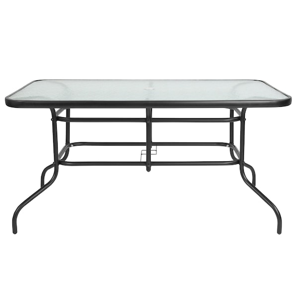 Flash Furniture Rectangle Table, Rctnglr, Tmprd Glss Metal, 31.5"x55", 31.5 W, 55 L, 27.5 H, Glass, Plastic, Steel - TLH-089-GG