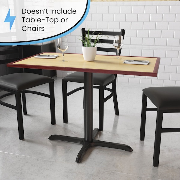 Flash Furniture Restaurant Table X-Base with 3" Dia. Tab, 23.75 W, 30 L, 28.25 H, Cast Iron, Iron, Black - XU-T2230-GG