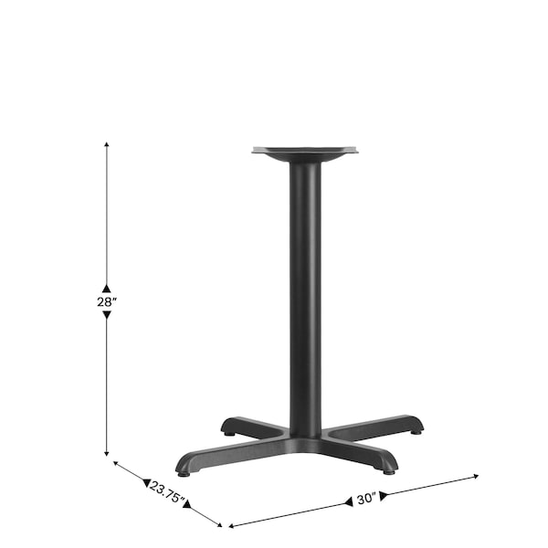 Flash Furniture Restaurant Table X-Base with 3" Dia. Tab, 23.75 W, 30 L, 28.25 H, Cast Iron, Iron, Black - XU-T2230-GG