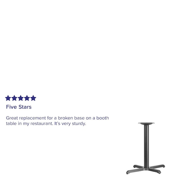 Flash Furniture Restaurant Table X-Base with 3" Dia. Tab, 23.75 W, 30 L, 28.25 H, Cast Iron, Iron, Black - XU-T2230-GG