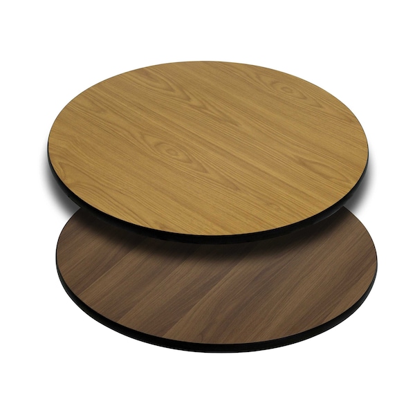 Flash Furniture Round Round Table Top with Natural or Walnut R, 30" W, 30" L, 1.125" H, Laminate, Wood Grain - XU-RD-30-WNT-GG