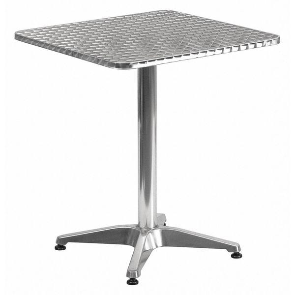 Flash Furniture Square Table, Square, Aluminum, 23.5", 23.5 W, 23.5 L, 27.5 H, Aluminum, Plastic, Stainless Steel - TLH-053-1-GG