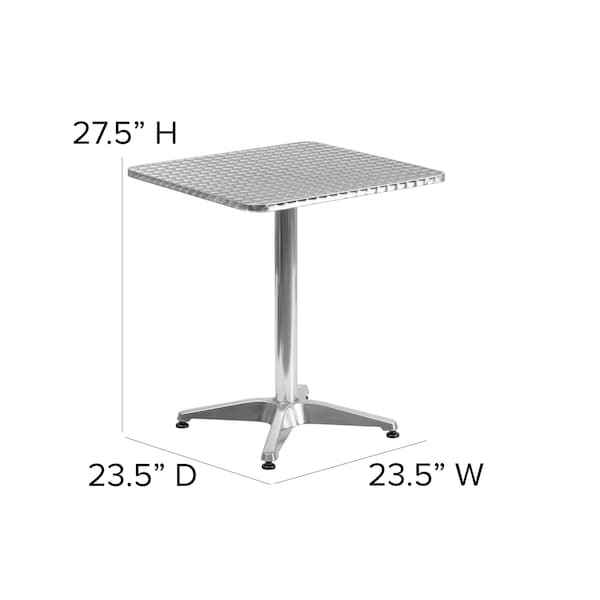 Flash Furniture Square Table, Square, Aluminum, 23.5", 23.5 W, 23.5 L, 27.5 H, Aluminum, Plastic, Stainless Steel - TLH-053-1-GG