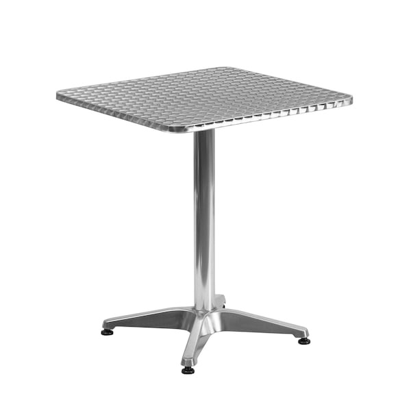 Flash Furniture Square Table, Square, Aluminum, 23.5", 23.5 W, 23.5 L, 27.5 H, Aluminum, Plastic, Stainless Steel - TLH-053-1-GG