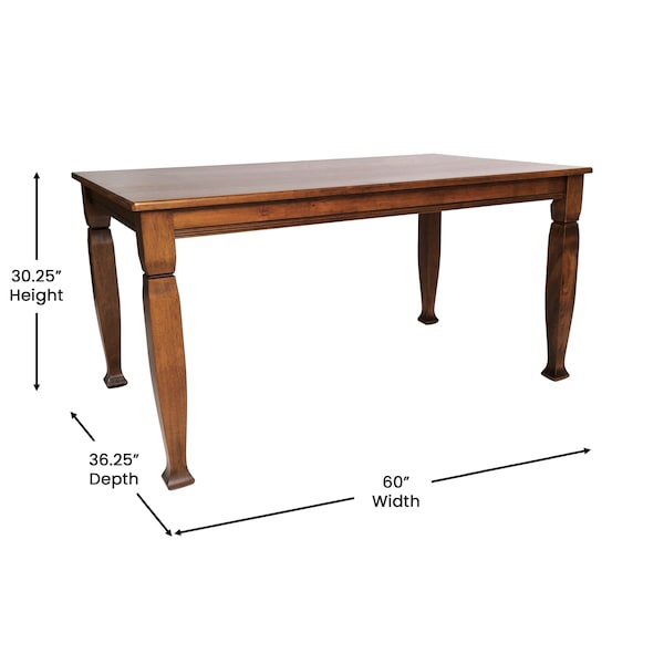 Flash Furniture Rectangle 36.25 in W, 60 in L, Rubberwood (Parawood) - KER-T-799-WAL-60-GG