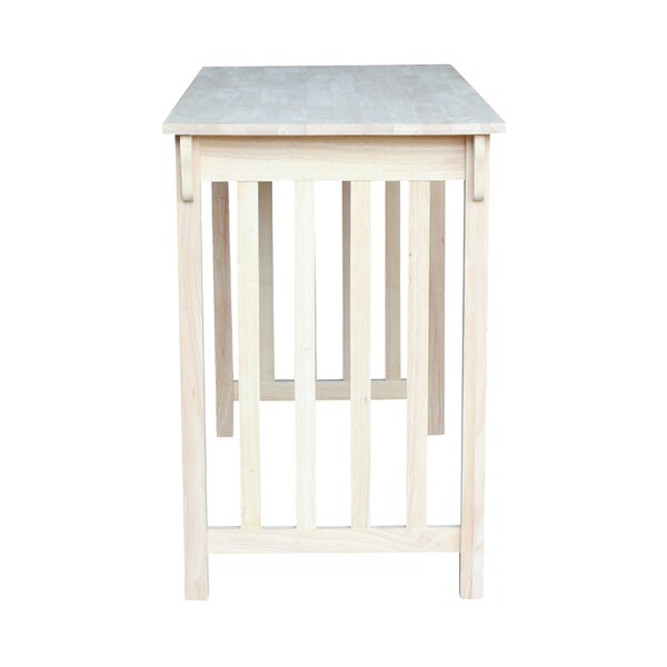 International Concepts Rectangle Table, Counter Height Mission Style, Unfinished, 48 in W, 24 in L, 36 in H, Wood - T-2448
