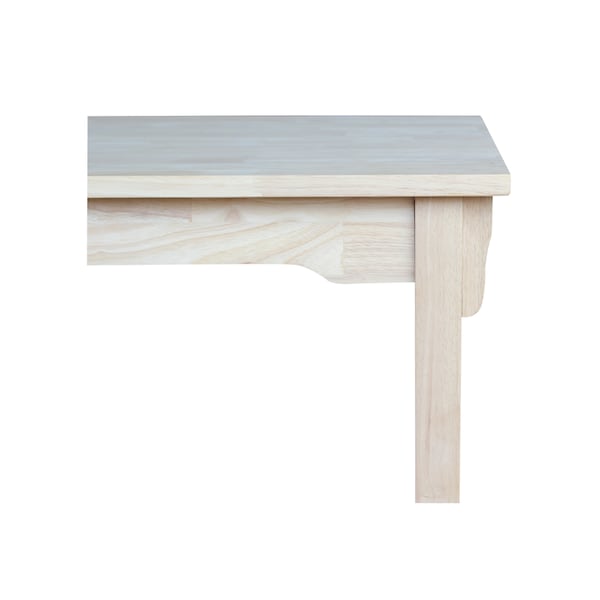 International Concepts Rectangle Table, Counter Height Mission Style, Unfinished, 48 in W, 24 in L, 36 in H, Wood - T-2448