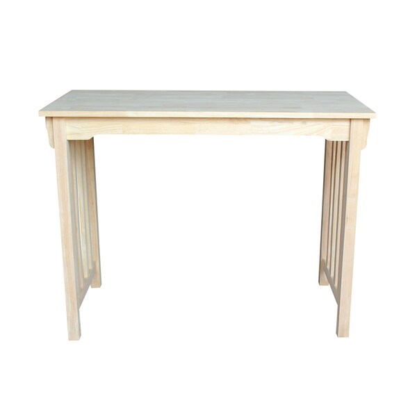 International Concepts Rectangle Table, Counter Height Mission Style, Unfinished, 48 in W, 24 in L, 36 in H, Wood - T-2448