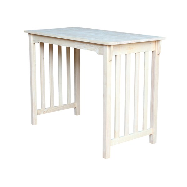 International Concepts Rectangle Table, Counter Height Mission Style, Unfinished, 48 in W, 24 in L, 36 in H, Wood - T-2448