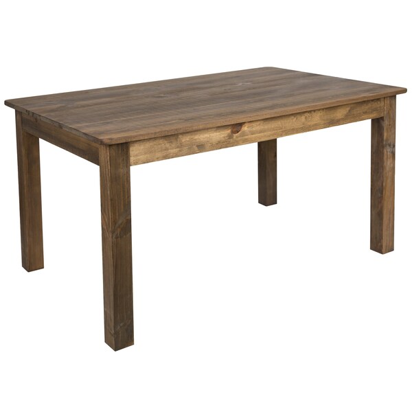 Flash Furniture Rectangle Farm Table, Rustic, Rectangular, 60" x 38", 38" W, 60" L, 30" H, Wood, Wood Grain - XA-F-60X38-GG