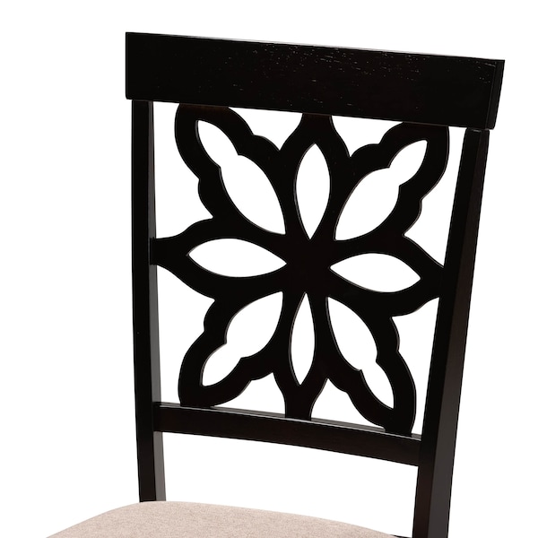 Baxton Studio Dallas Sand Upholstered and Brown Finished Wood 7-Piece Dining Set - 171-10955-10519