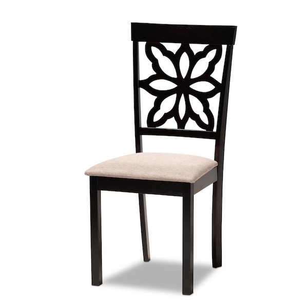 Baxton Studio Dallas Sand Upholstered and Brown Finished Wood 7-Piece Dining Set - 171-10955-10519