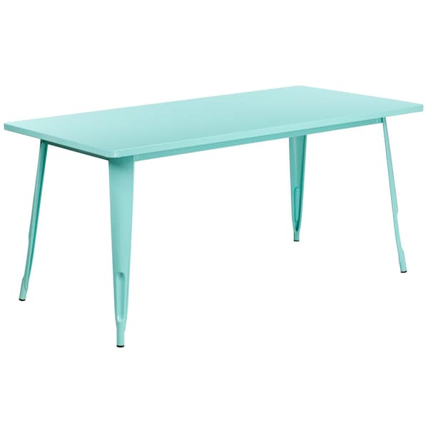 Flash Furniture Rectangle Mint Green Metal Table, 31-1/2"X63", 31.5" W, 63" L, 29.5" H, Metal, Green - ET-CT005-MINT-GG