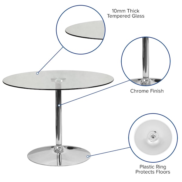 Flash Furniture Round 39.25" W, 39.25" L, 29" H, Glass, Clear - CH-8-GG