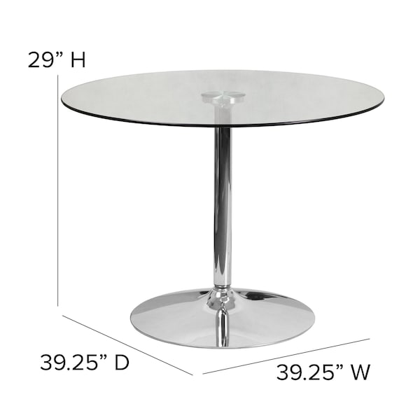 Flash Furniture Round 39.25" W, 39.25" L, 29" H, Glass, Clear - CH-8-GG