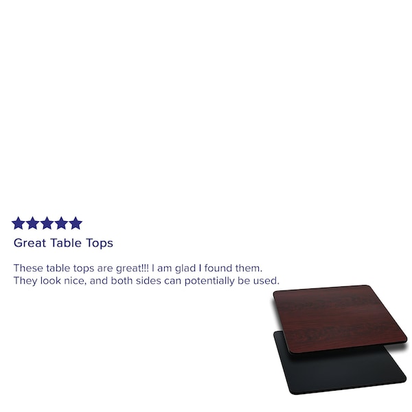 Flash Furniture Square Table Top with Black or Mahogany - XU-MBT-3636-GG