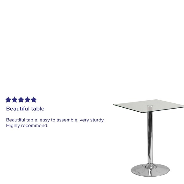 Flash Furniture Square 23.75" W, 23.75" L, 30" H, Glass, White - CH-4-GG