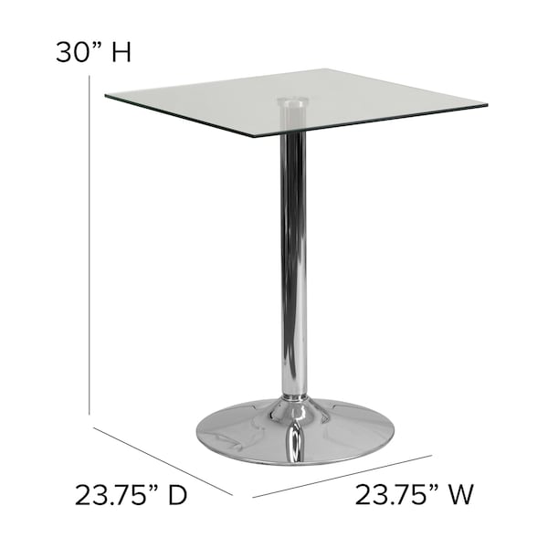 Flash Furniture Square 23.75" W, 23.75" L, 30" H, Glass, White - CH-4-GG